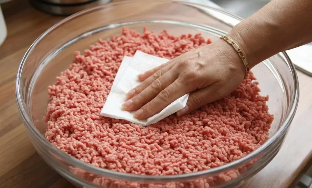 Vendedores de carne picada se ponen nerviosos cuando saco mi servilleta: la aplico a la carne y veo sus secretos