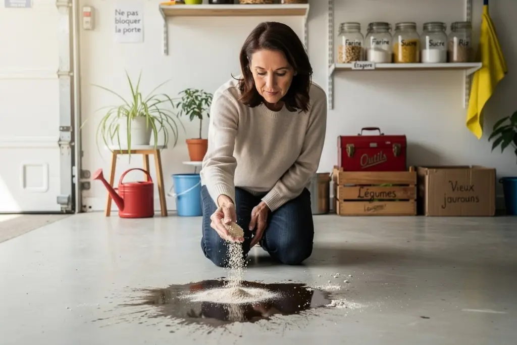 Adiós a las manchas de aceite en el garaje: el truco natural que las elimina en horas