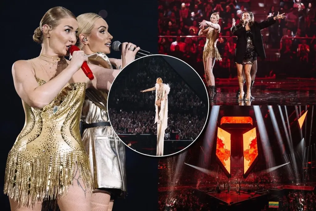 El espectacular descenso de Natalija Bunkė desde el techo de la arena dejó al público sin palabras