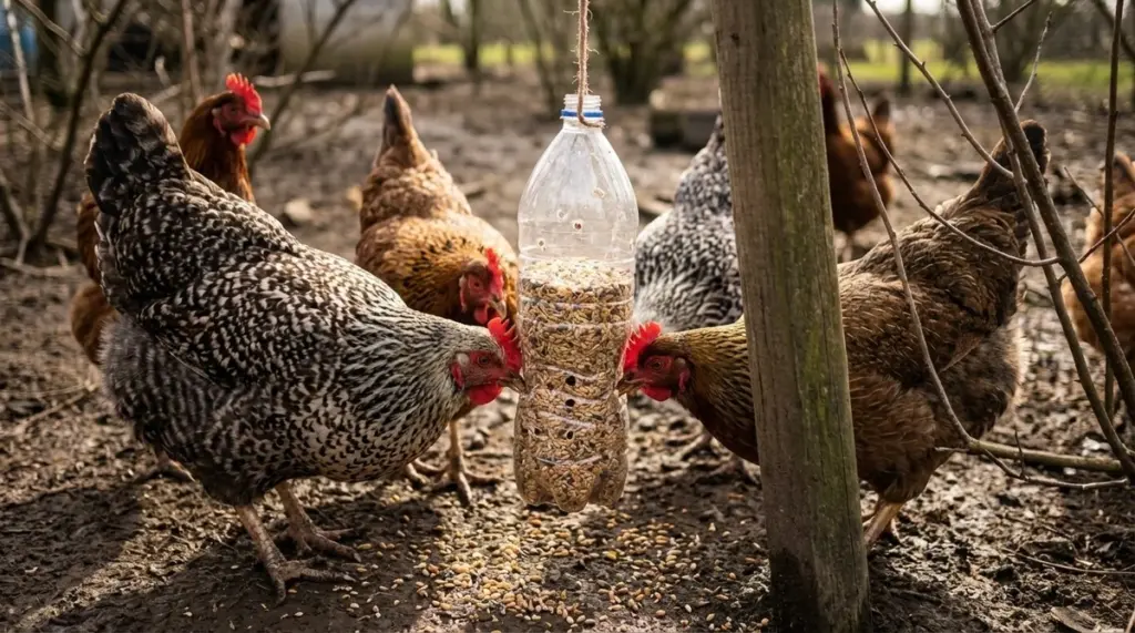 Las gallinas no se cansan: ¡este ingenioso juego transforma su comida en un desafío estimulante!